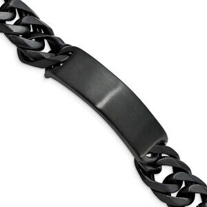 Kazi Luxury Stainless Steel Brushed Black IP-plated 9in ID Bracelet